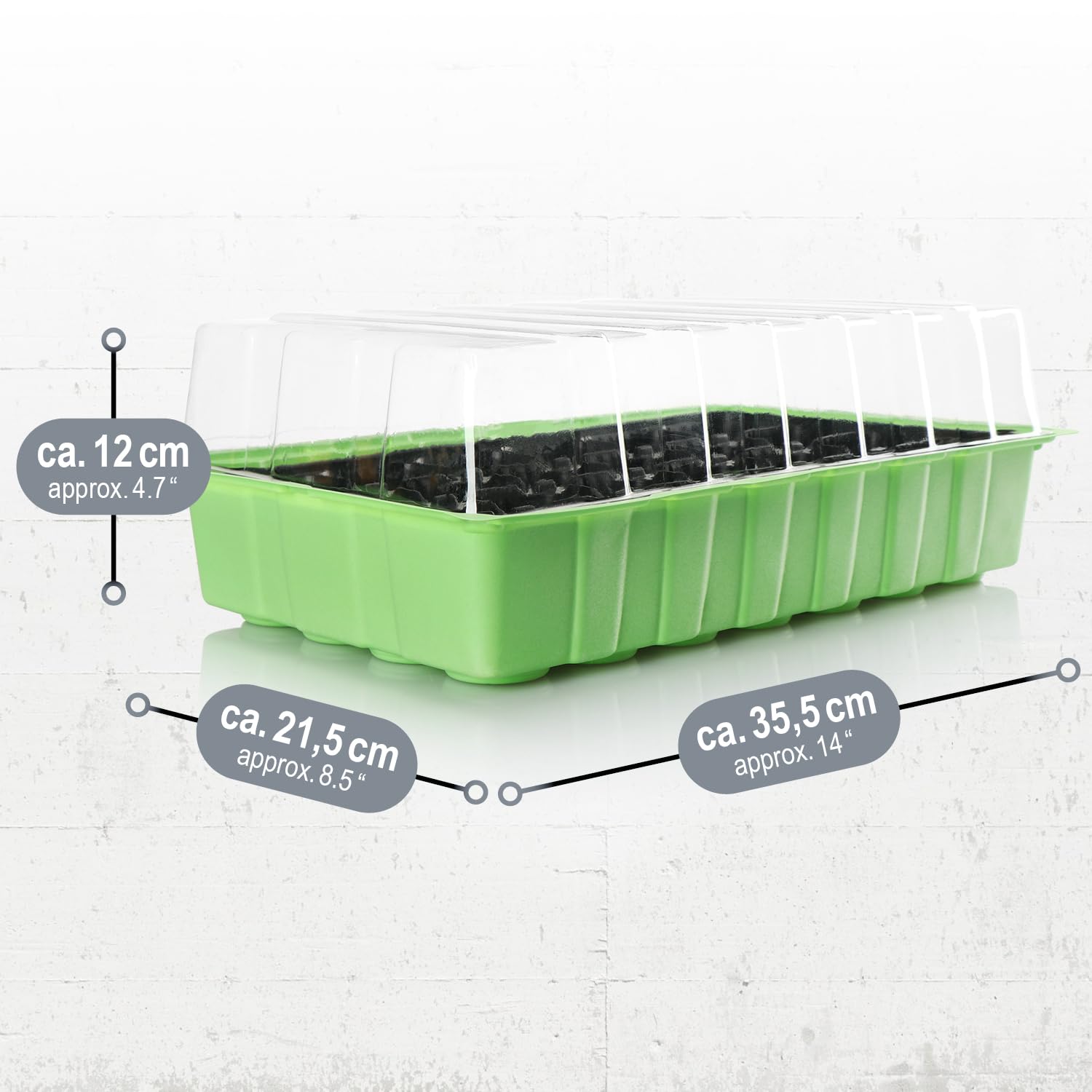 COM-FOUR® 4x Mini szklarnia wewnetrzna z pokrywka, zestaw do uprawy z 96 | sadzarka do warzyw - ziól i kwiatów - skrzynka do kielkowania na parapet i balkon