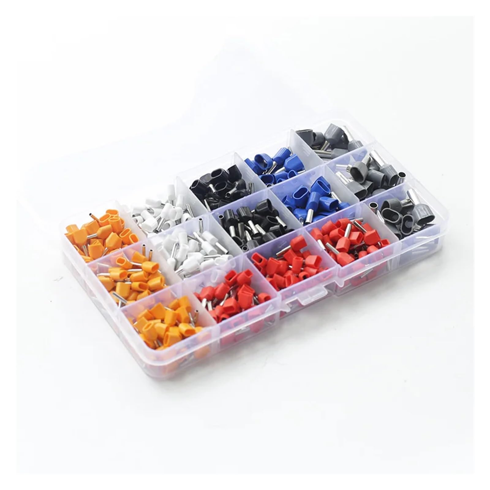 Bylsagwht One Color 520Pcs Dual Bootlace Ferrule Kit Set Electrical Crimp Crimper Cord Wire End Terminal