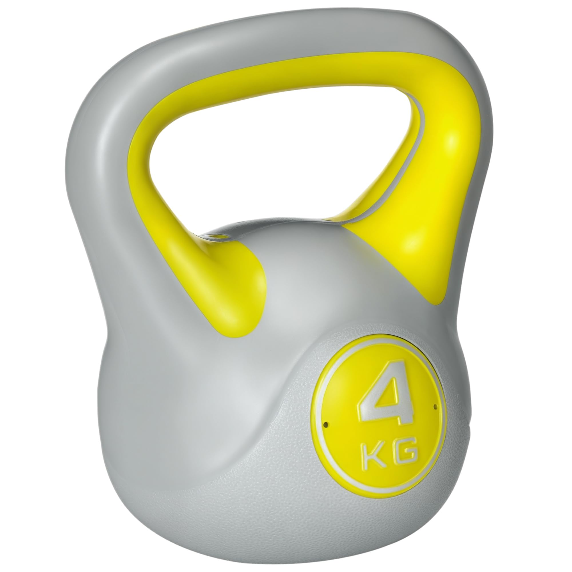 SPORTNOW Kettlebell, 4kg Kettle Bells with Handle for Home Gym Weight Lifting and Strength Training, Yellow and Grey