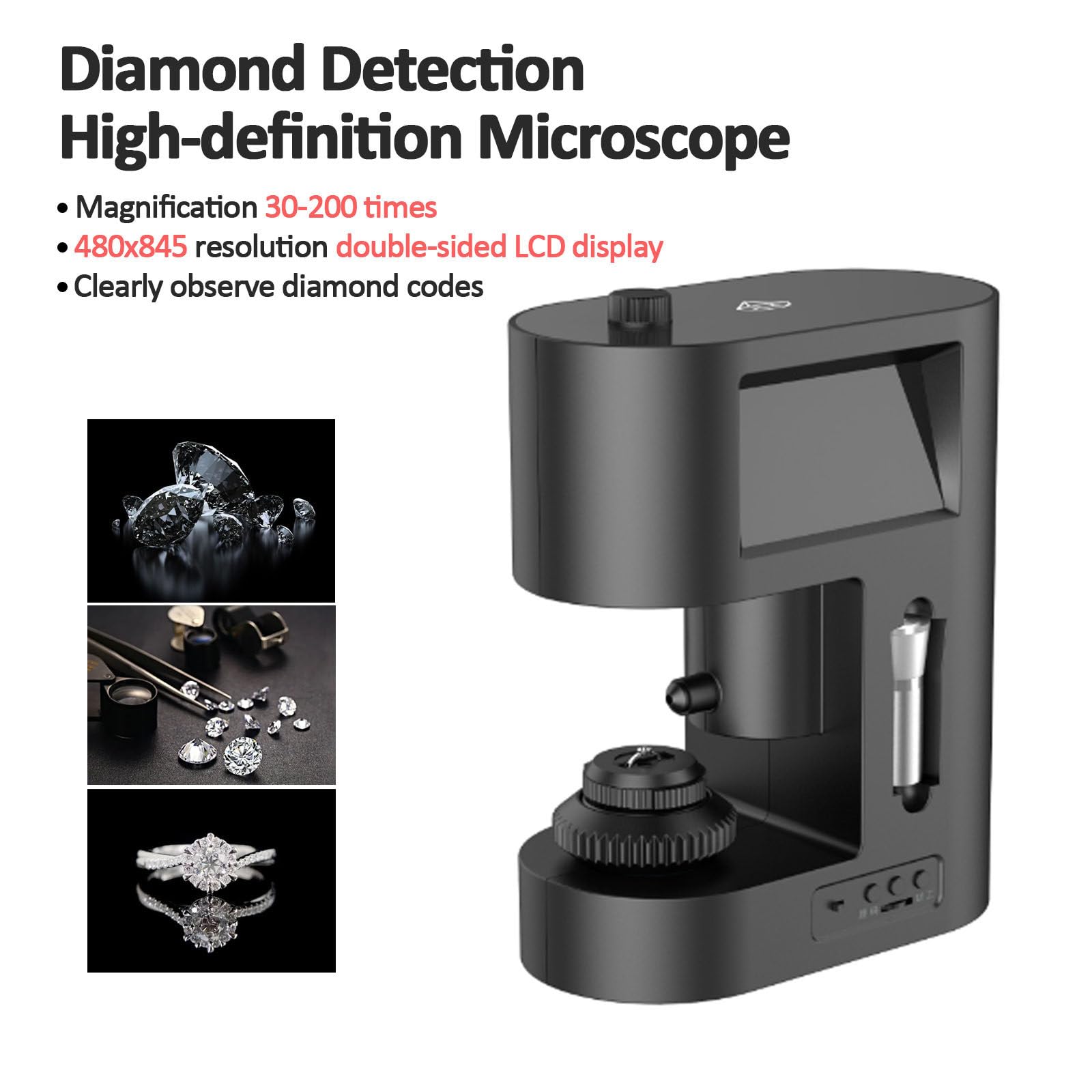 Microscopio digitale per diamanti, visualizzatore LCD a doppia faccia, kit microscopio biologico per grossisti di gemme, dispositivo di ispezione della cintura diamantata ad alta precisione