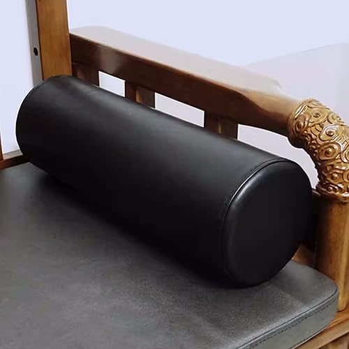 Almohada de cuello redondo para dormir, almohada cervical larga de piel sintética, impermeable, almohada cilíndrica enrollable con funda extraíble,