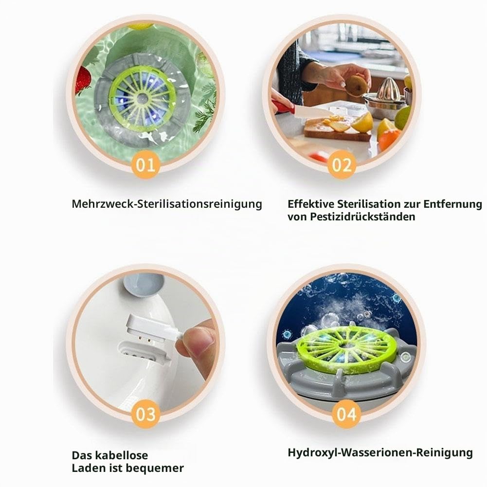 Effiziente tragbare Obst- und Gemüse-Waschmaschine, Obst- und Gemüse-Reinigungsmaschine, tragbares automatisches Obstreiniger-Gerät, zum Waschen von Obst, Gemüse, Getreide und Fleisch