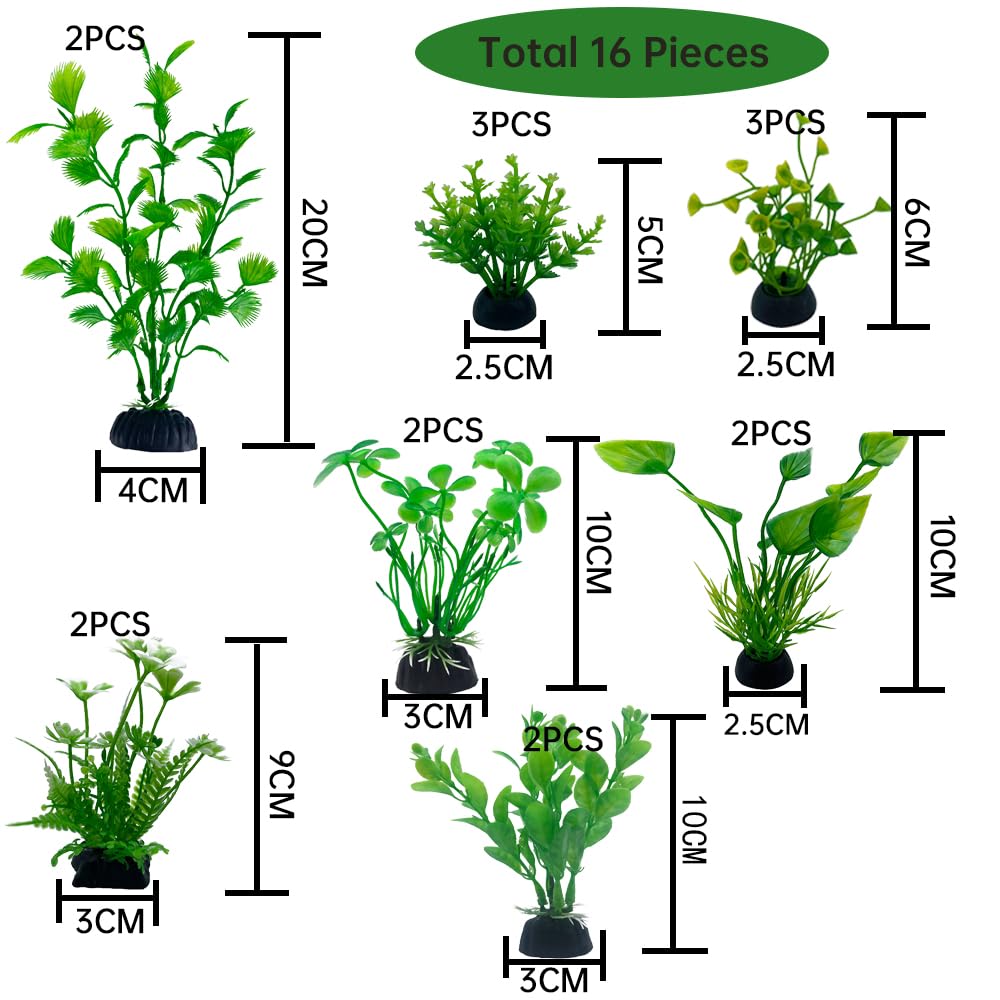 LANCARE Aquarium Fish Tank Plastic Plants, 16 Pcs Artificial Plants for aquarium Fish Tank Decor - Image 3