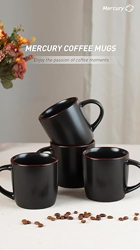 Miniatura 6 de famiware Mercury - Tazas de café de 13 onzas, juego de 4 tazas de café con asa, tazas para café con leche, té caliente, capuchino, moca, cacao, negro