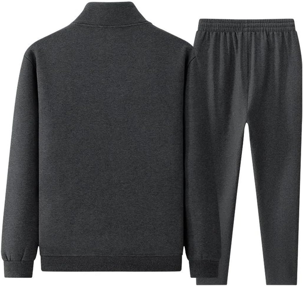 Men's Spring 2 Piece Tracksuit Set Cotton Cardigan Sweatshirt Pants Casual Sports Outfit for Camping Running Workout