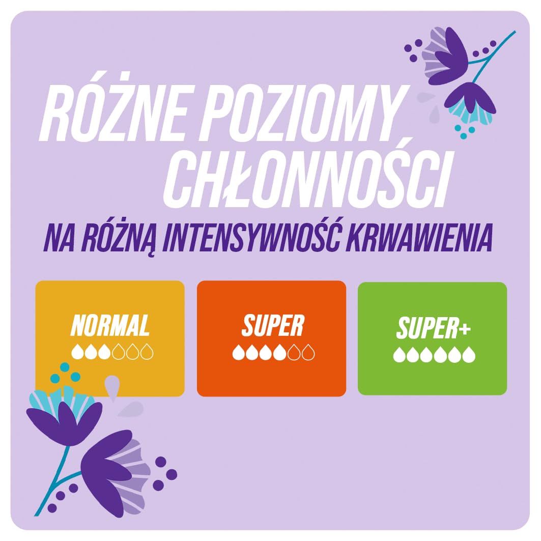 o.b. ExtraProtect Super Tampony 42 szt., dodatkowe skrzydełka zabezpieczające, do 100% ochrony przed przeciekaniem w dzień i w nocy, na obfite krwawienie, duże opakowanie