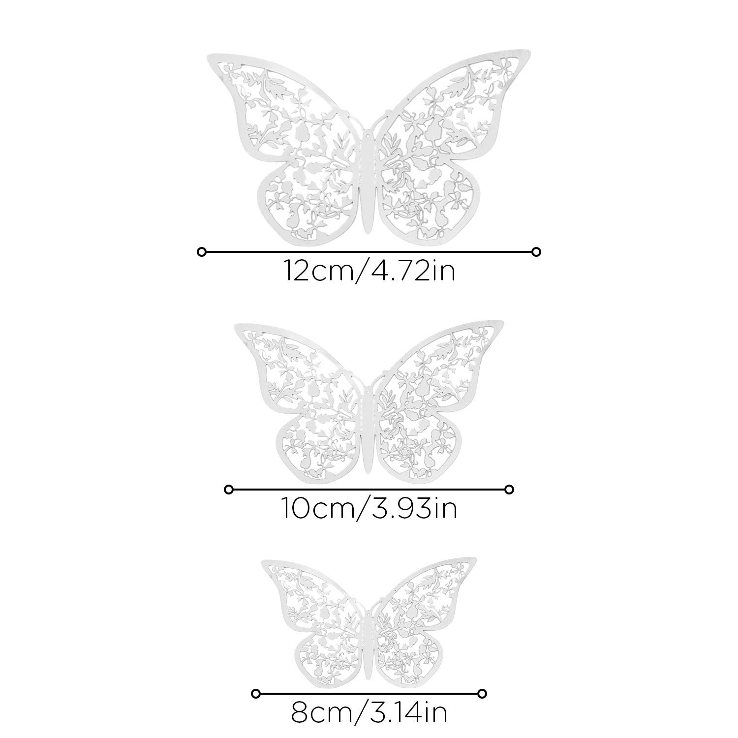 AIEX 24 x 3D adesivi rimovibili vivaci con 3 diverse dimensioni (argento)