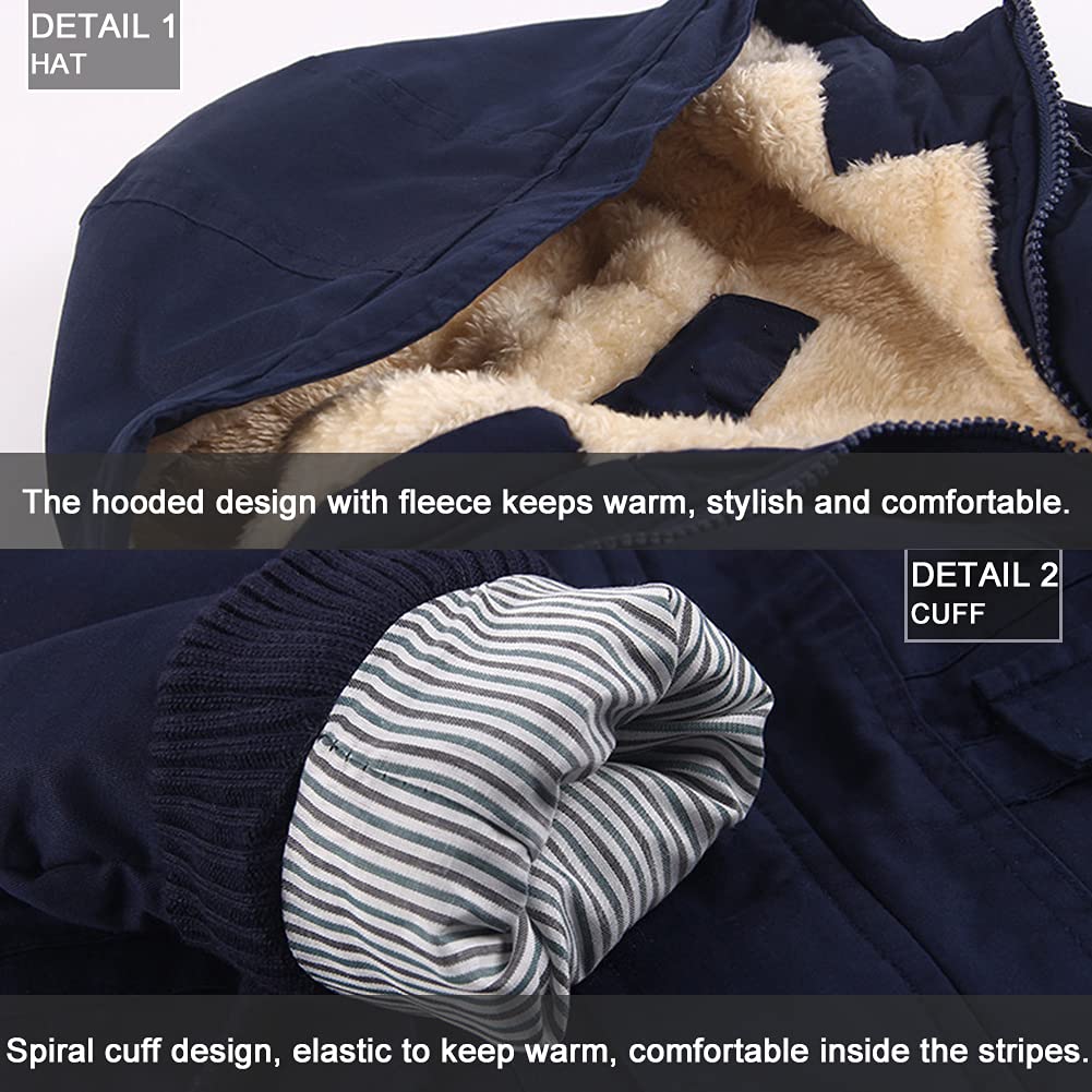 Manteau Enfant Fille Veste d'Hiver Garçon Parka Doublure Polaire Epais Chaud Blouson à Capuche