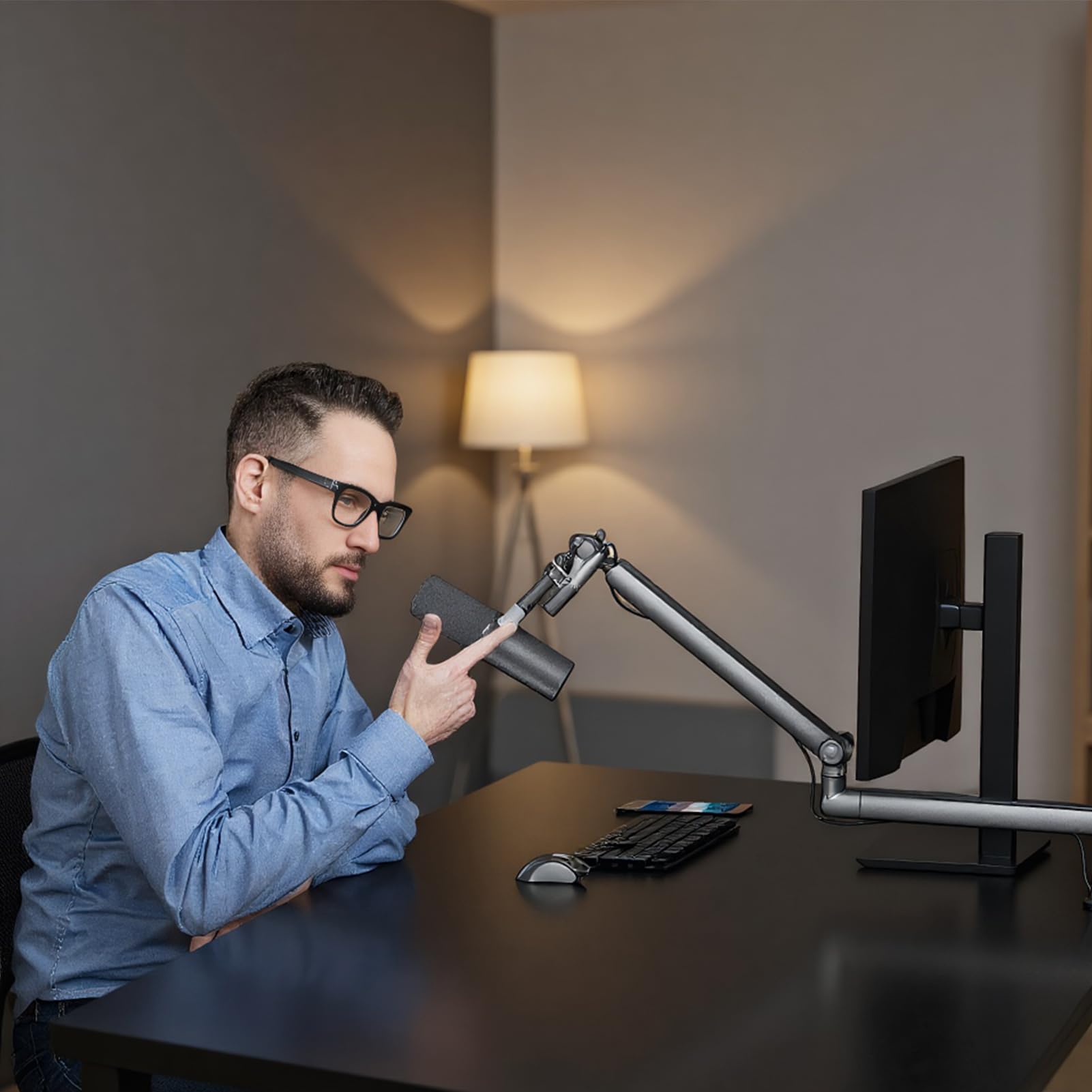 Mikrofonarm Tischhalterung Einstellbarer Stoßdämpfender Halter | Mikrofonstativ Boomarm Für Computer Desktop Musik Studio Gesang Content Podcasting