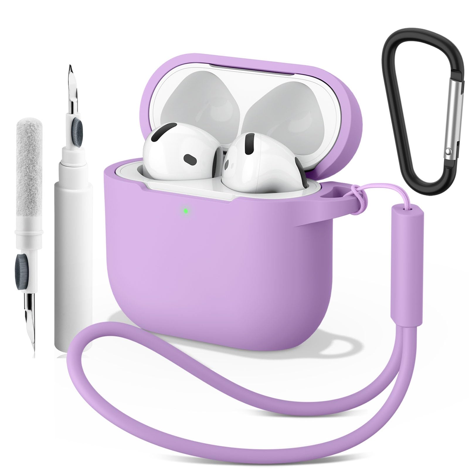 Meliya Case for AirPods 4 (2024), Wireless Charging, Powerful Drop Protection, Tough Magnetic Cover with Cleaning Pen for Apple AirPods 4th Generation- Purple-image-16