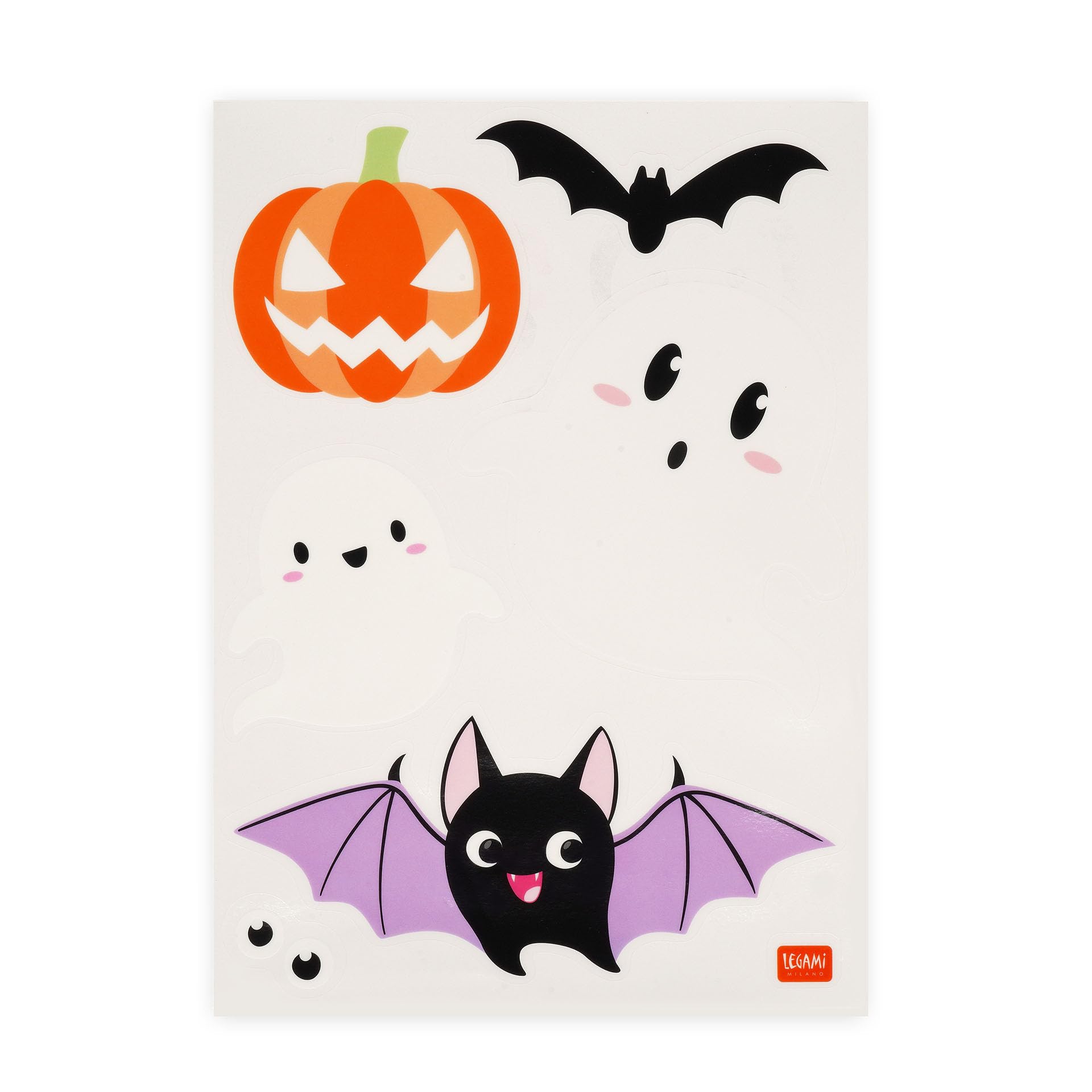 Legami - Set of 35 Halloween Window Stickers, Electrostatic Stickers, Window Decorations, Horror Window Decorations, Reusable and Reusable, Black