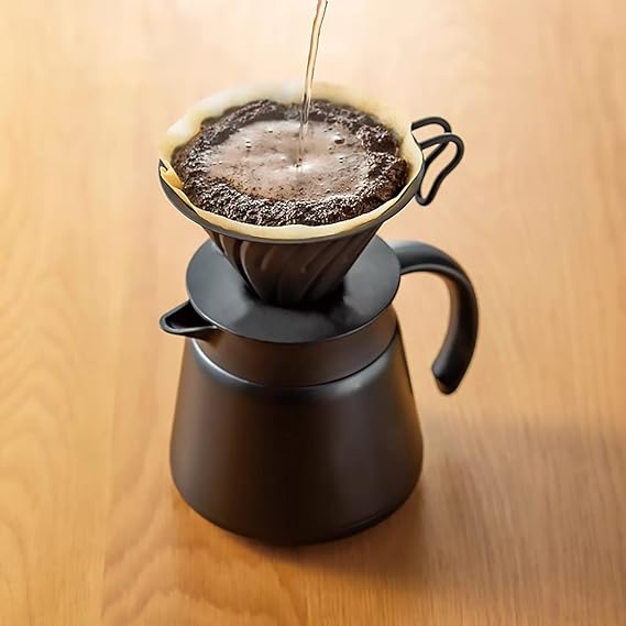 Thermal Coffee Carafe Tea Pot 20 Oz Stainless Steel Insulation Pot Double Wall Vacuum Insulated Coffee Water & Beverage Dispenser (Black)