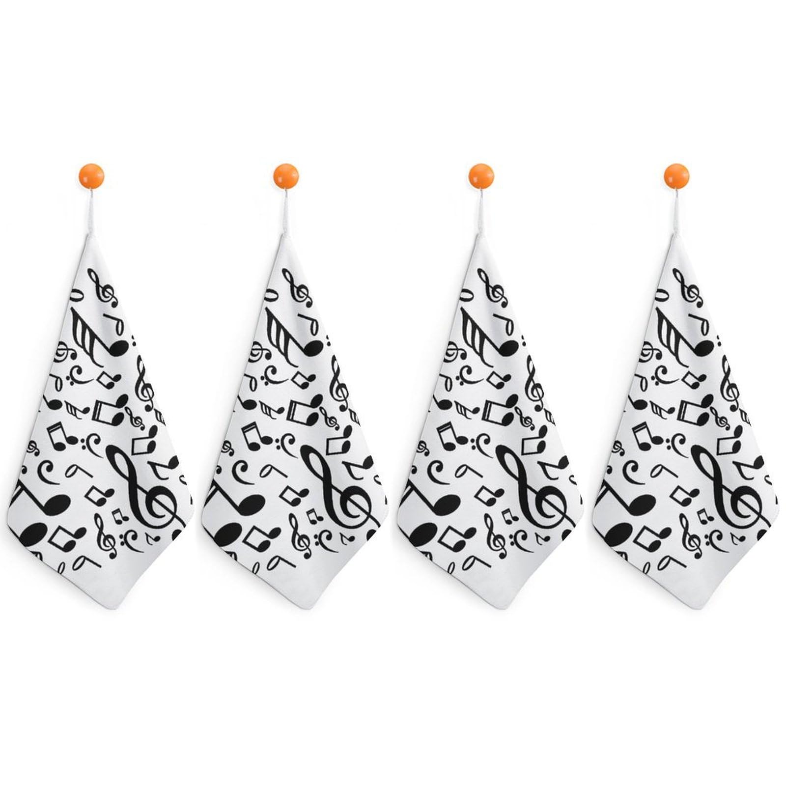 LWORZIIB 4 Piece Hanging Hand Towels, Music Notes Small Dry Hand Towel for Kitchen Bathroom