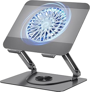 ICARE Soporte Portatil con Base Refrigeradora Portatil Magnético, Giratorio 360°,Carga 10KG, Silencioso 18dB, Elevador p...