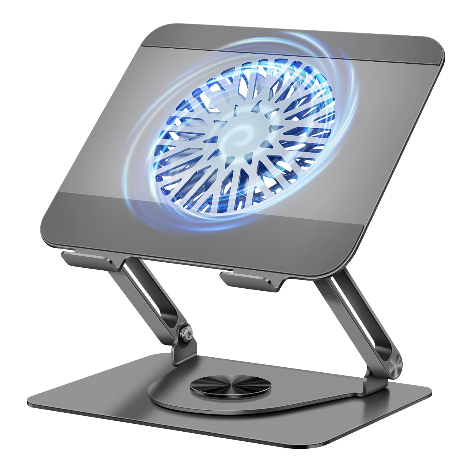 ICARE Supporto PC Portatile con Ventole PC Magnetica, Rotazione a 360°, Portata 10KG e 18dB Silenzioso, Supporto per Laptop/Tablet Fino a 16", Grigio