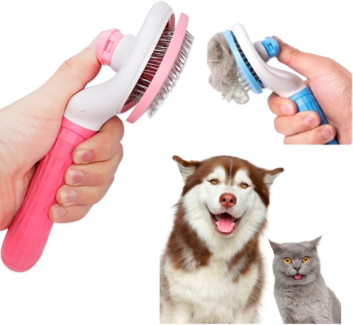 Escova Rasqueadora Pet Tira Pelos Cachorro Gato Cão com Cerdas de Aço