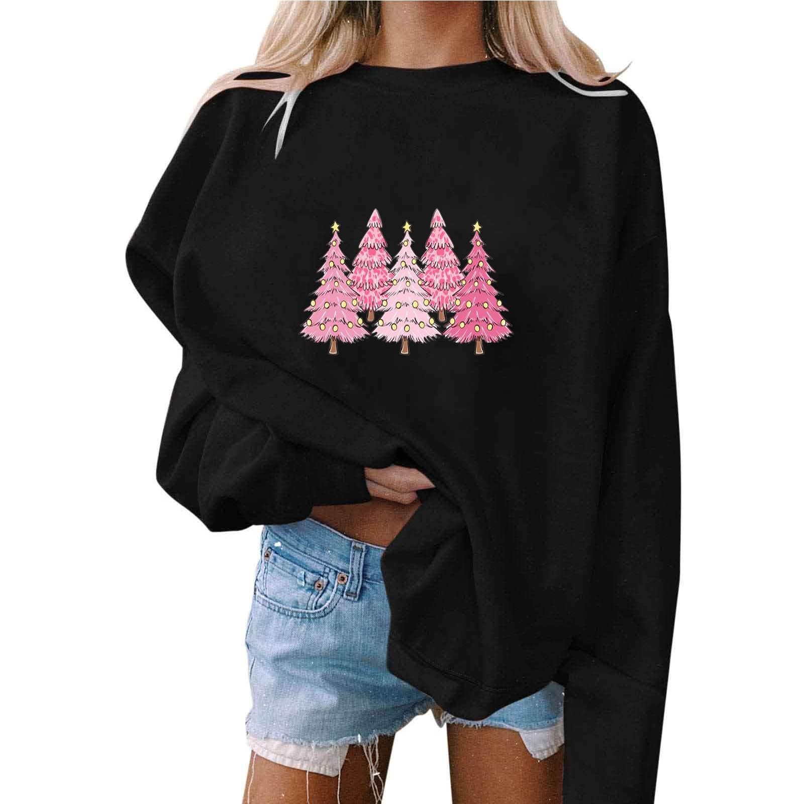 BZPIZWomens Oversized Sweatshirts Xmas Graphic Crew Neck Pullover Sweaters Santa Claus Fall Fashion Outfits Clothes 2023