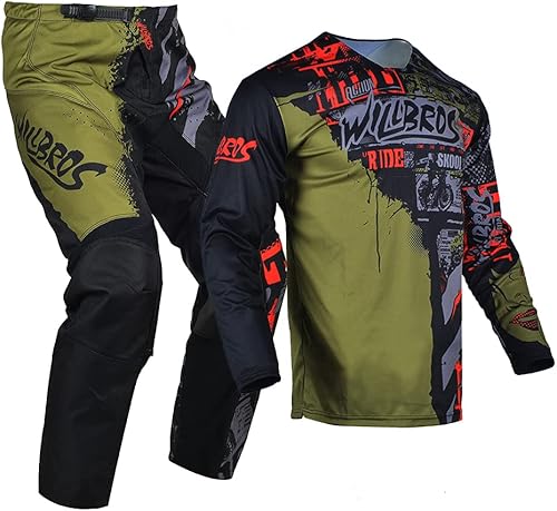 Miniatura 10 de Conjunto de pantalón de jersey juvenil para niños, conjunto de equipo de motocross MX para niños, traje de carreras todoterreno MTB ATV motocicleta