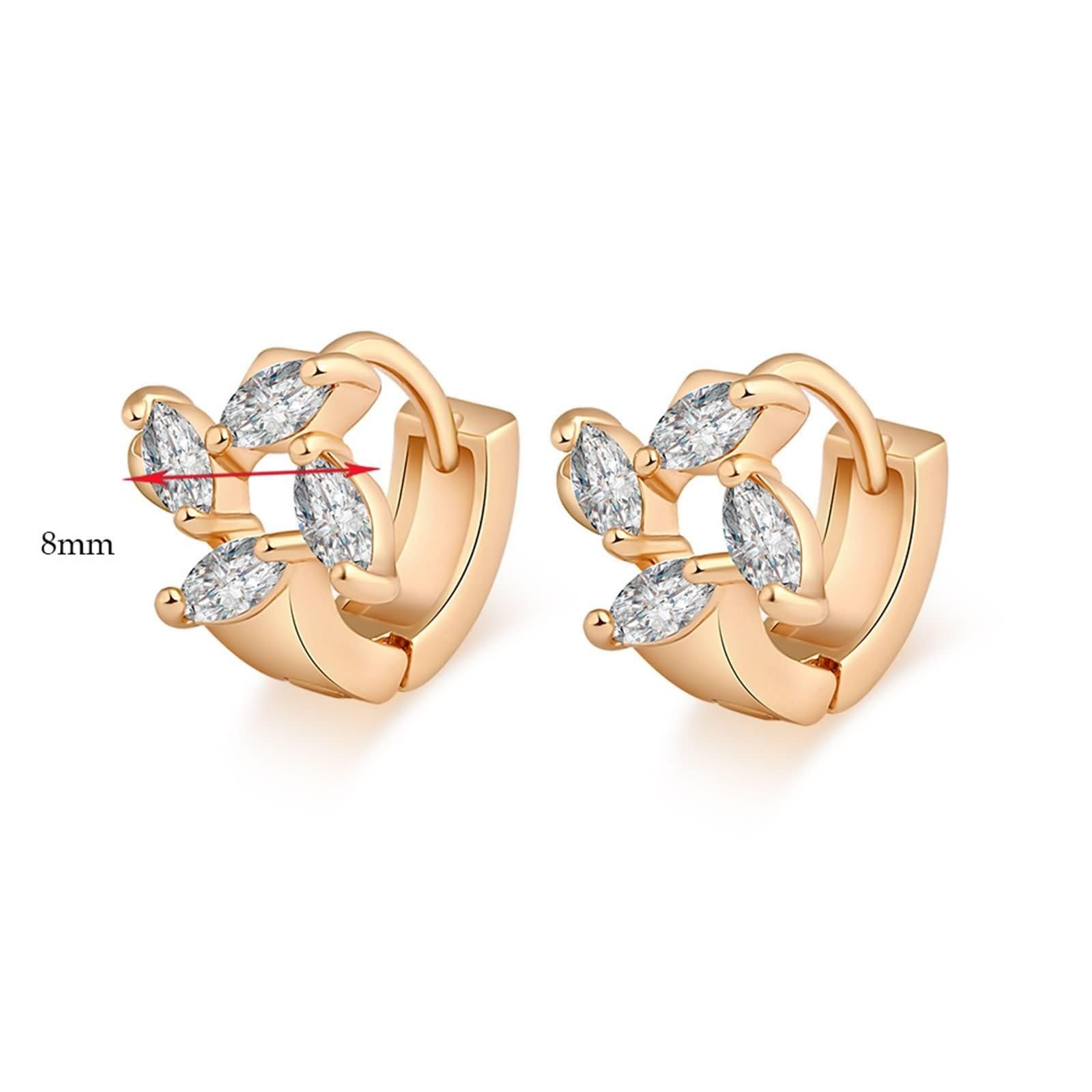 KnSam Pendientes de aro para mujer, moissanita, aro, hoja de oro de 18 quilates, talla marquesa Au750, oro amarillo Au750, pendientes pequeños de joyería auténtica, oro