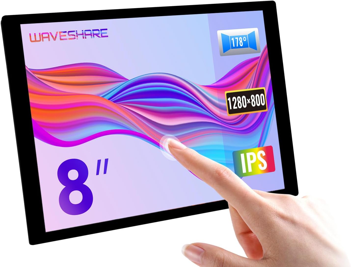 8inch Capacitive Touch Display Compatible with Raspberry Pi 5/4B/3B+/3A+ and CM3/3+/4 1280×800 Resolution IPS DSI Interface