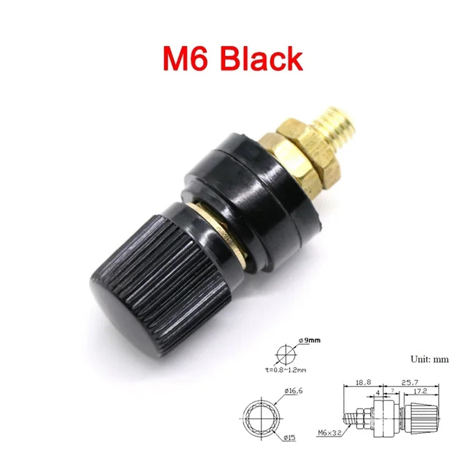 Power Junction Post Connectors Wire Binding Post Thread Screw M5 M6 M8 M10 Weld Inverter Clamps Power Supply Connect Terminal Splice Terminal(M6 Black,1 Piece)