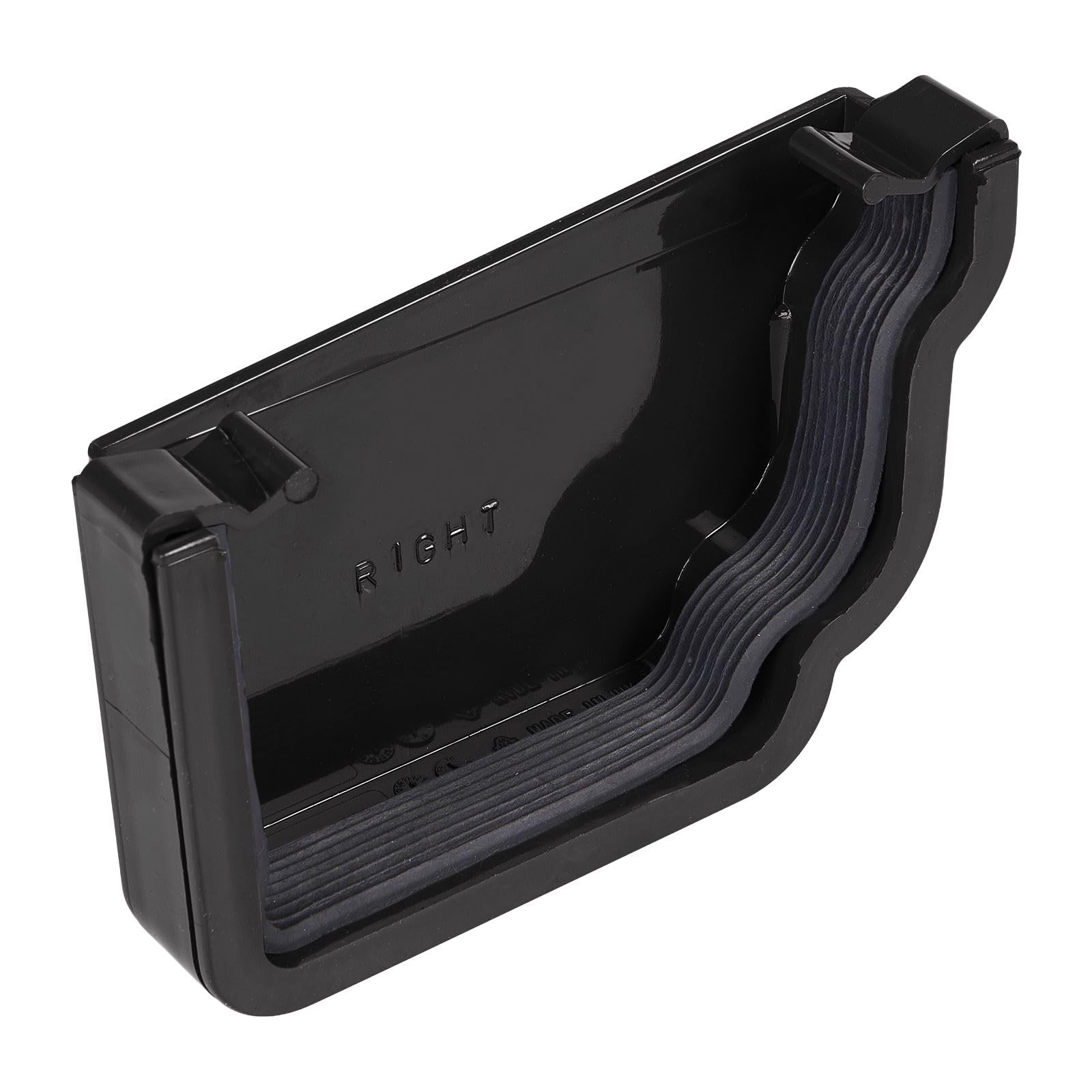 Kayflow Ogee Gutter Stopend (Right) - Black