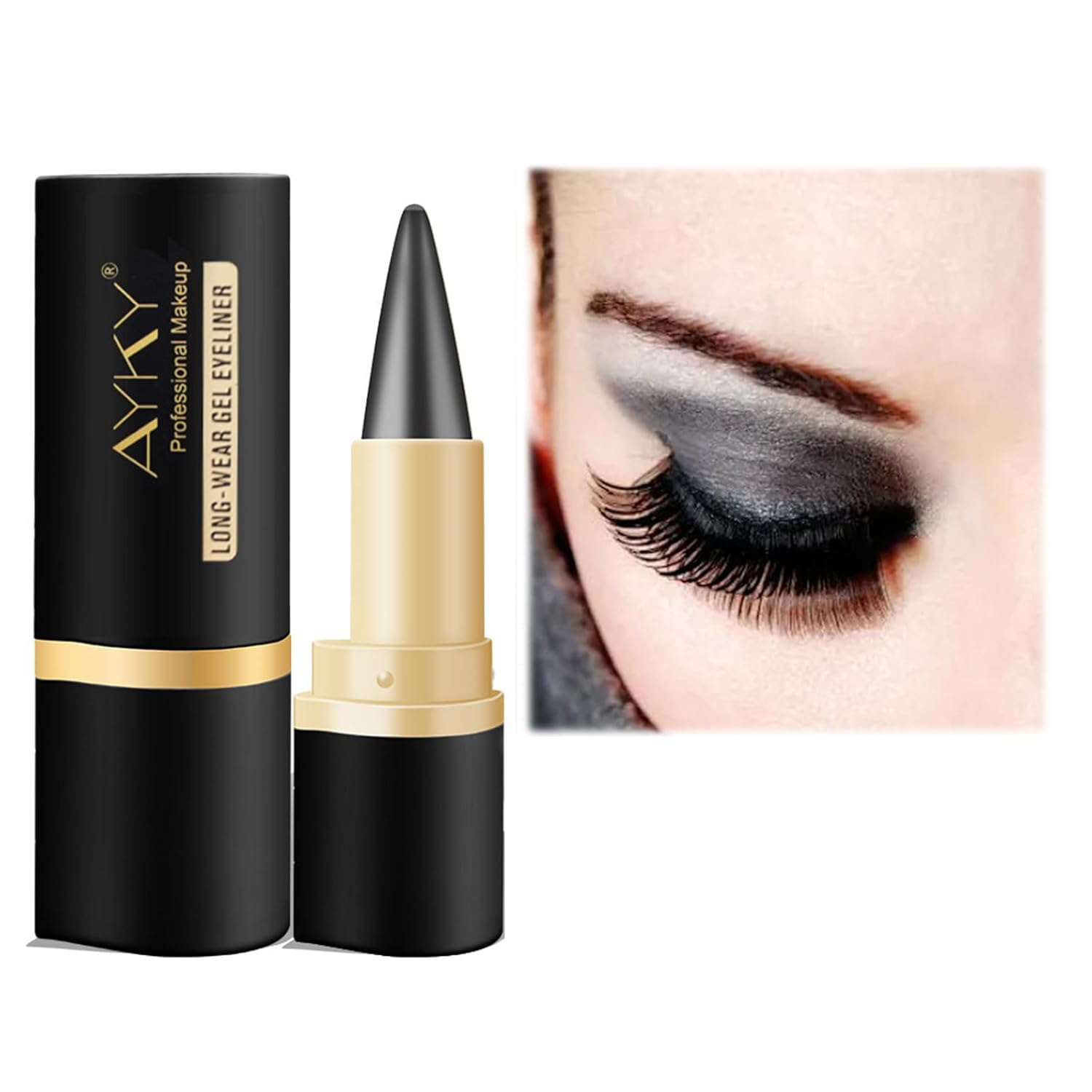 Ayky Long Wear Gel Eyeliner Black Gel Eyeliner Pencils Eye Black Face Paint Stick Natural Black Eyeliner Cream