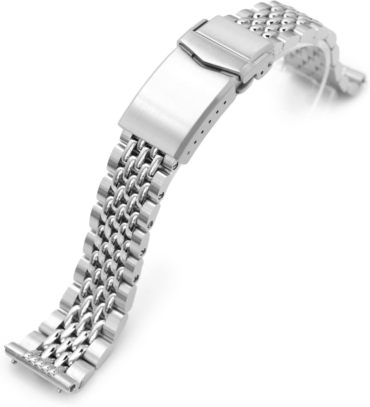 20mm Goma BOR 316L Stainless Steel Metal Watch Band Straight End, Stainless Steel, Man's size