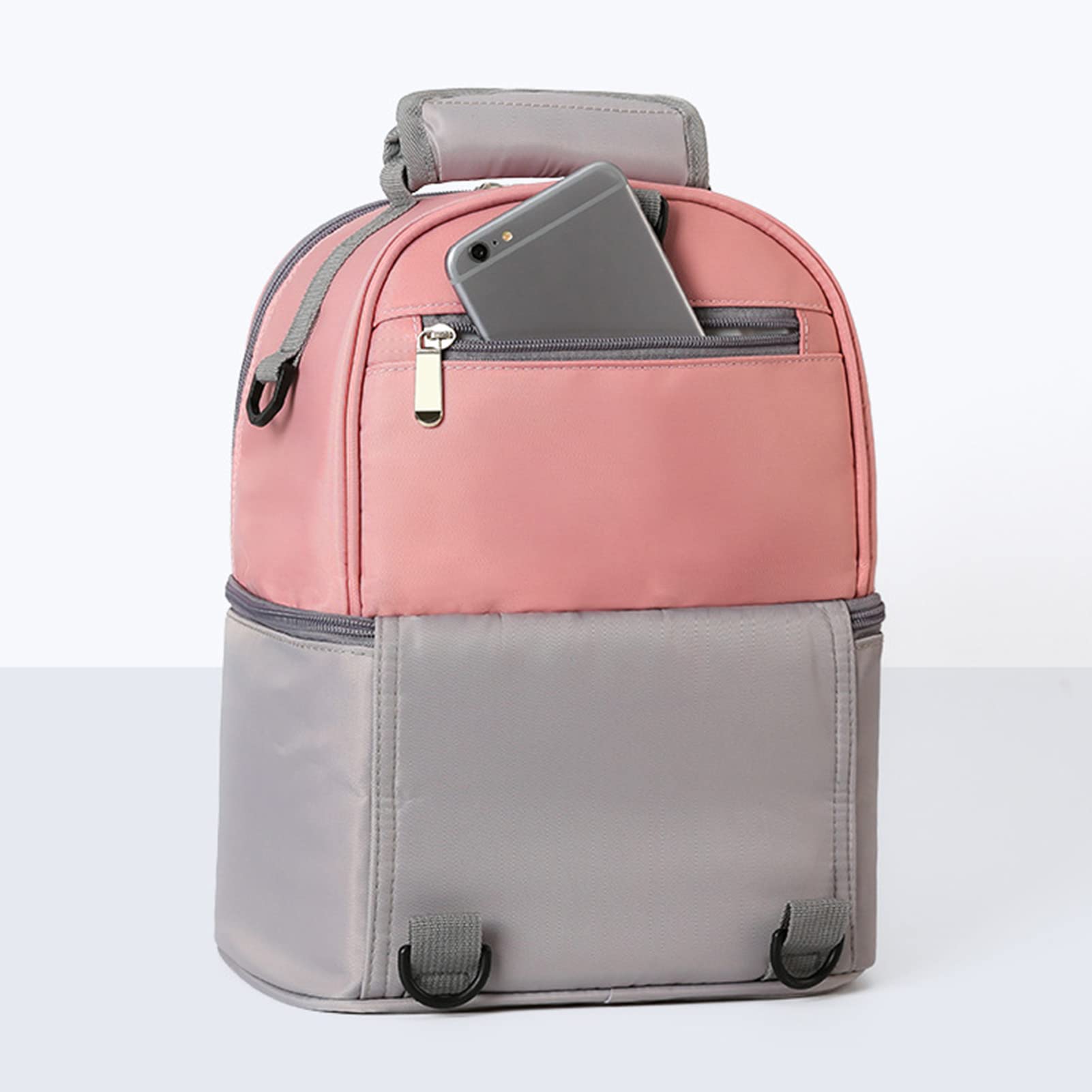 Muttermilch-Kühl- und Transport-Set, Muttermilch-Kühltasche, Isolierte Babyflaschen-Tasche für Reisen in der Kindertagesstätte oder Zurück Zur Arbeit, Stillende Mutter (Rosa Grau)