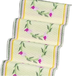 Melody Jane Dollhouse Woven Stair Carpet Runner Pink Floral Wreath Miniature