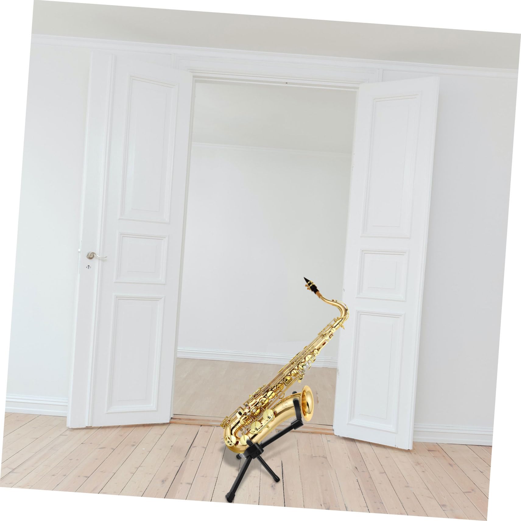 TOYANDONA Robuster Saxophonhalter aus Metall und Abs mit Aufbewahrungstasche Tragbar und Praktisch für Zuhause und Ausstellung Zusammenklappbarer Tenorsaxophonständer in Schwarz