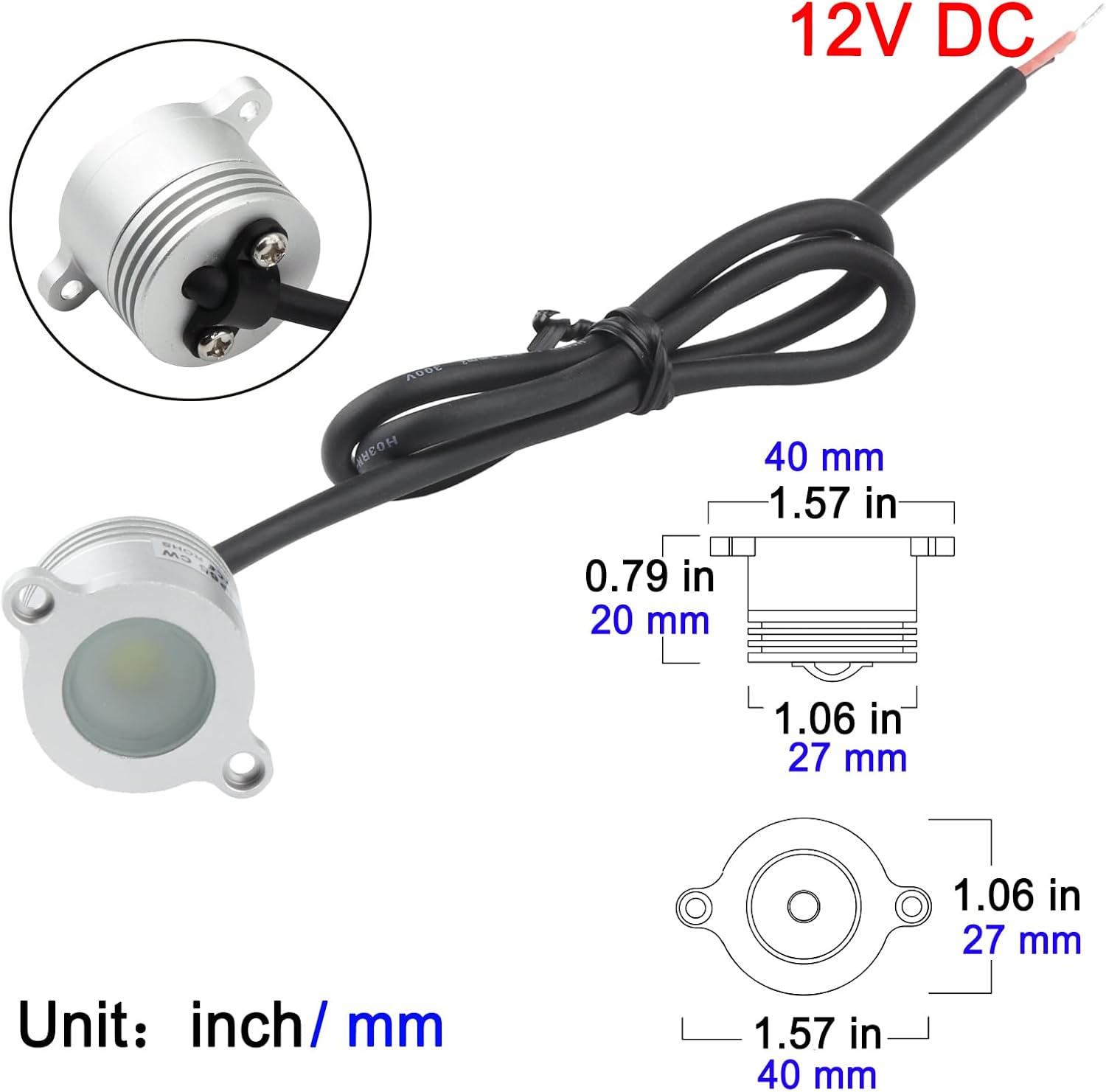 LED Railing Light - Flat Surface‌, 1W 12V DC, Recessed Rail Lights, IP65 Waterproof, Horizontal Curved Convex Plane Step Stair Handrail Lighting,Warm White 3000K (1 Pack)