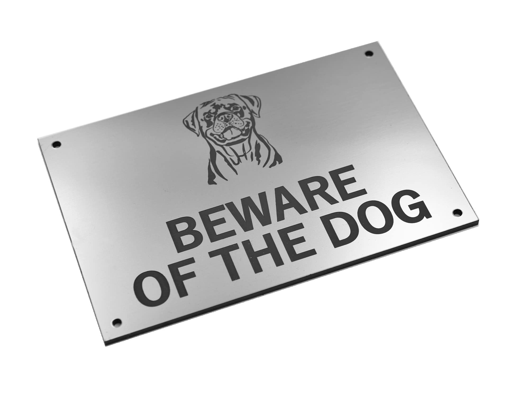 Beware of the Dogs Sign - Easy to See Warning, Indoor/Outdoor Notice, Deterrent Sign (Medium Dog, Silver Rottweiler)
