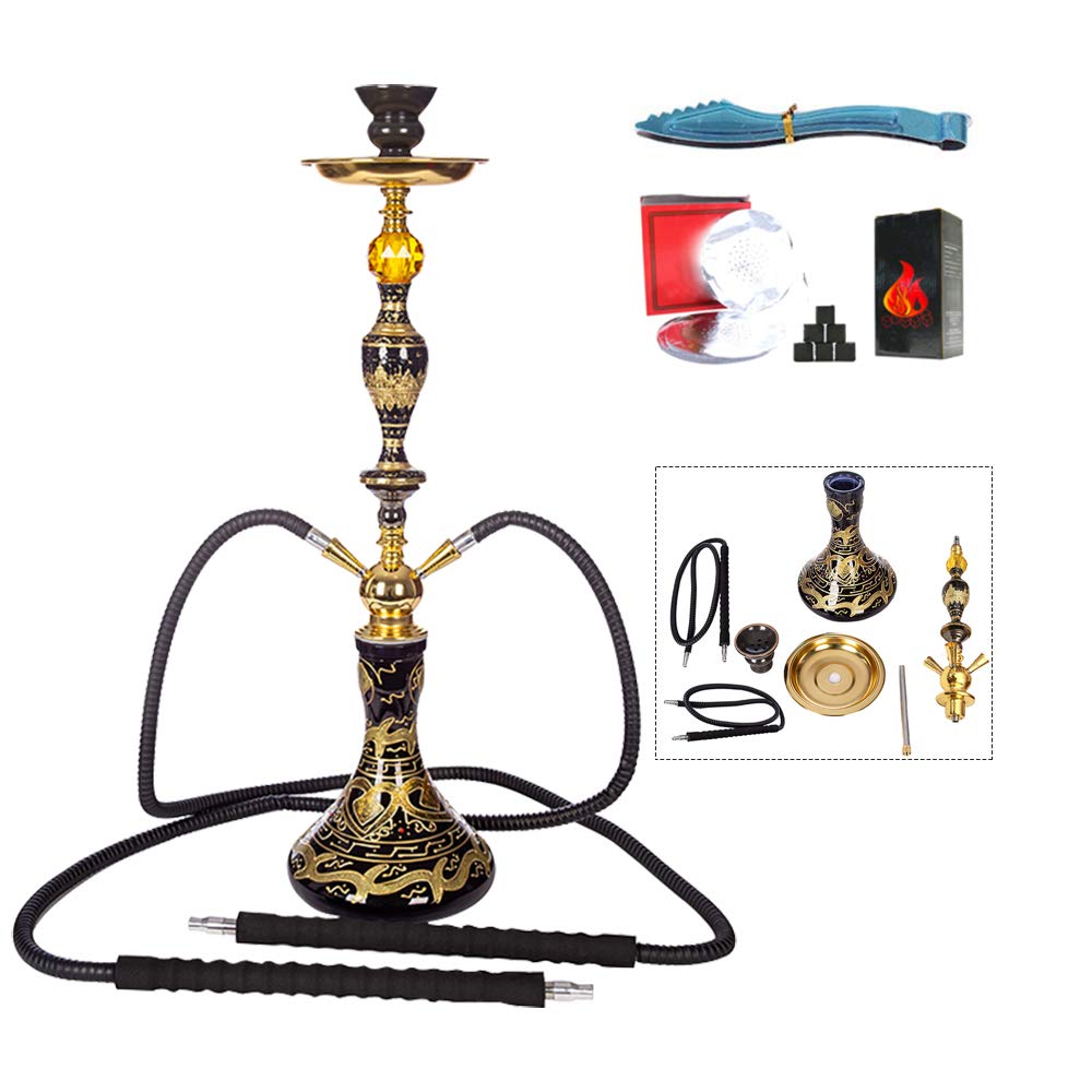 Cachimbas Juego Completo Doble Manguera, Fabricado en Vidrio Pipa de Agua con el Cuenco Y para Cigarrillos Y Tabaco Juego Completo de Cachimba de Vidrio