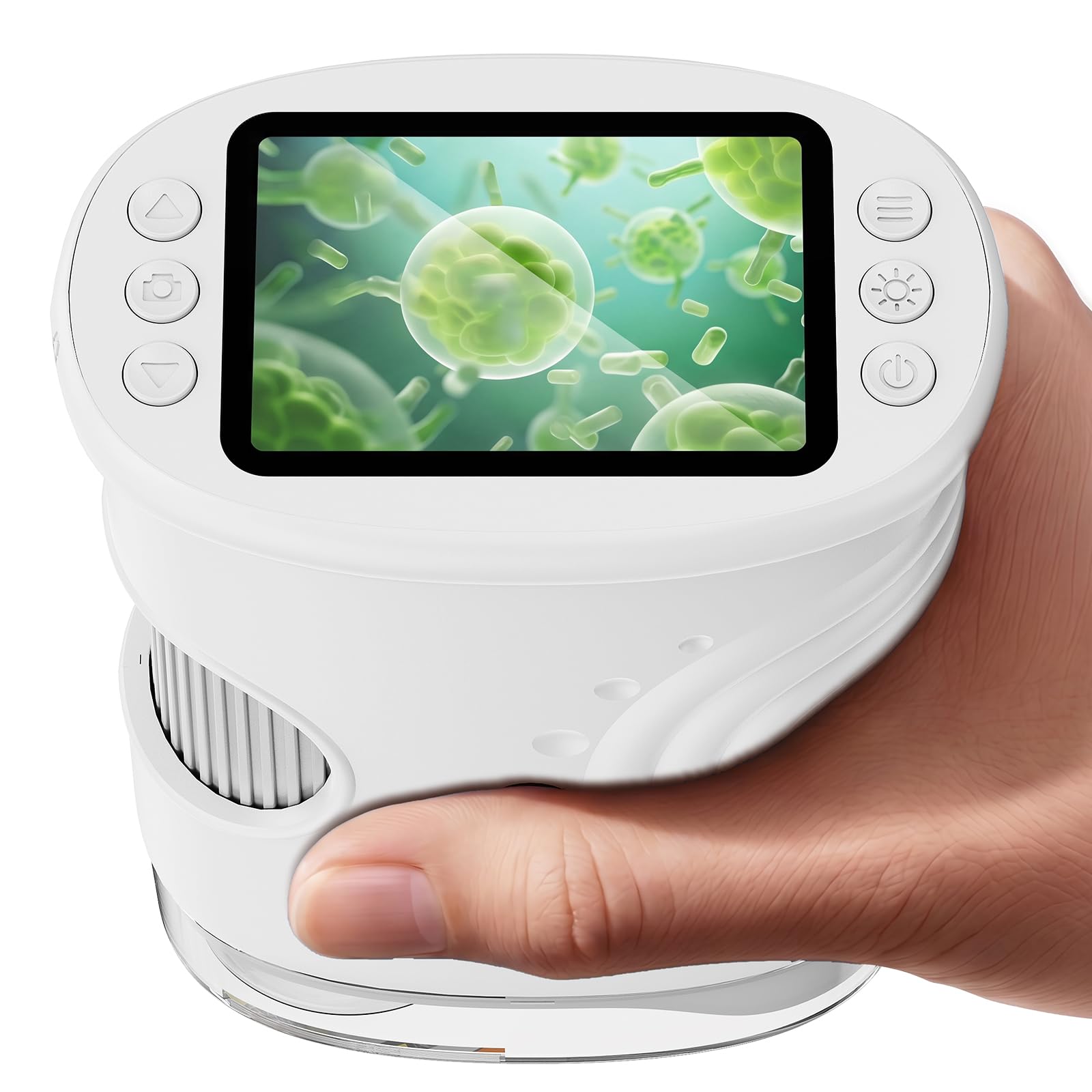 ASPOVEN Microscopio Digitale Bambini 1000X, Foto e Video (Bianco) | Microscopio Portatile con Schermo IPS 2 Pollici, 8 LED Luce Regolabile, Regalo Scientifico per Bambini Ragazzi e Ragazze