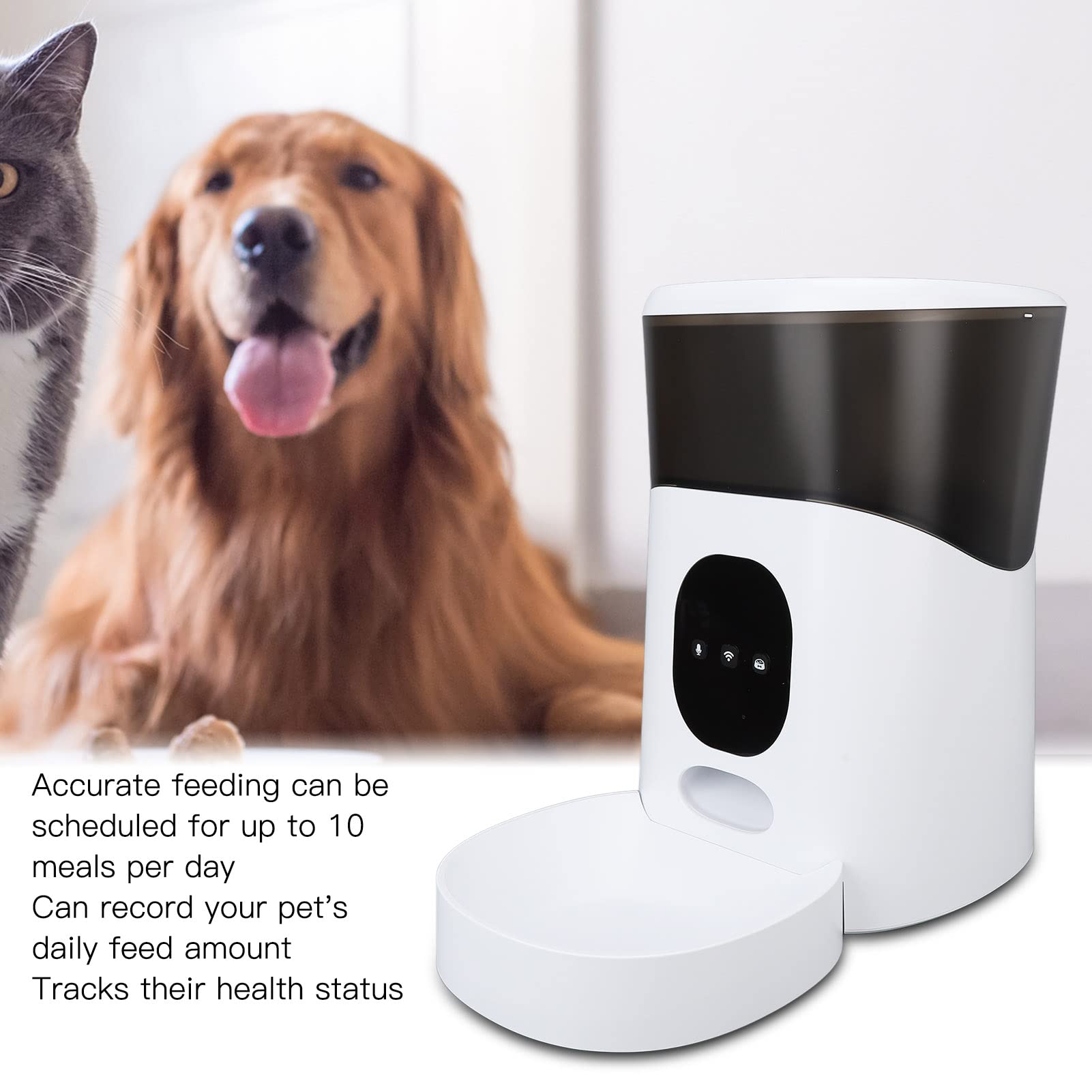 Alimentador Automático para Mascotas, Dispensador de Comida para Perros de 5 litros con Temporizador, Grabadora de Voz Interactiva, Alimentador Automático para Perros,