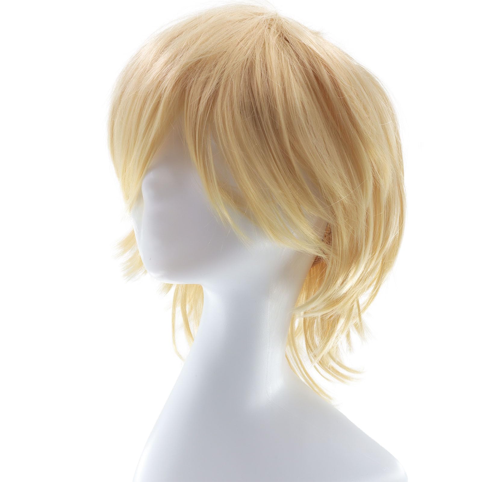 Dcbaboo Blonde Short Curly Wig, 12" Natural Fluffy Layered Straight Hair, Unisex Anime Cosplay Wig, 22.5" Cap Size - Image 4