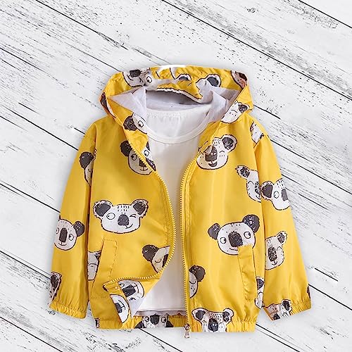 Toddler Kids Baby Coat Cartoon Koala Print Jacket Zipper Hooded Windproof Long Sleeve Outwear2