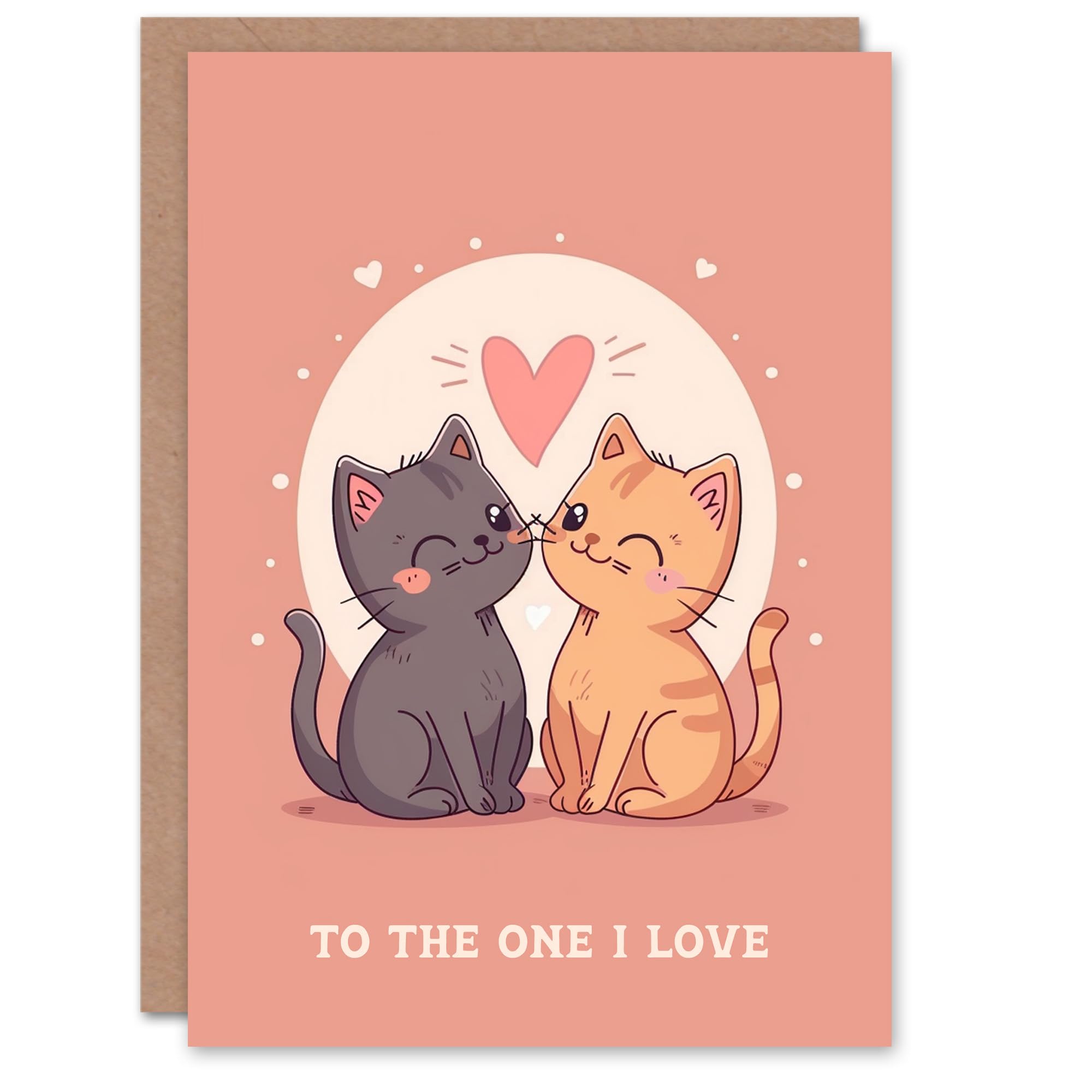 Artery8 Birthday Card Two Kittens One I Love Cat Lover Kawaii Cartoon For Her Wife Woman Partner Girlfriend Greeting Card