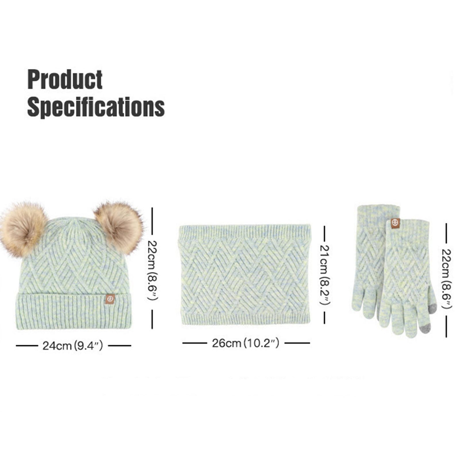 Mütze, Schal & Handschuh-Sets Für Damen Kinder Winter Wolle Warme Strickmütze, Schal, Handschuhe, Dreiteiliges Set Plus Plüsch Ballmütze Dreiteiliges Set-grün