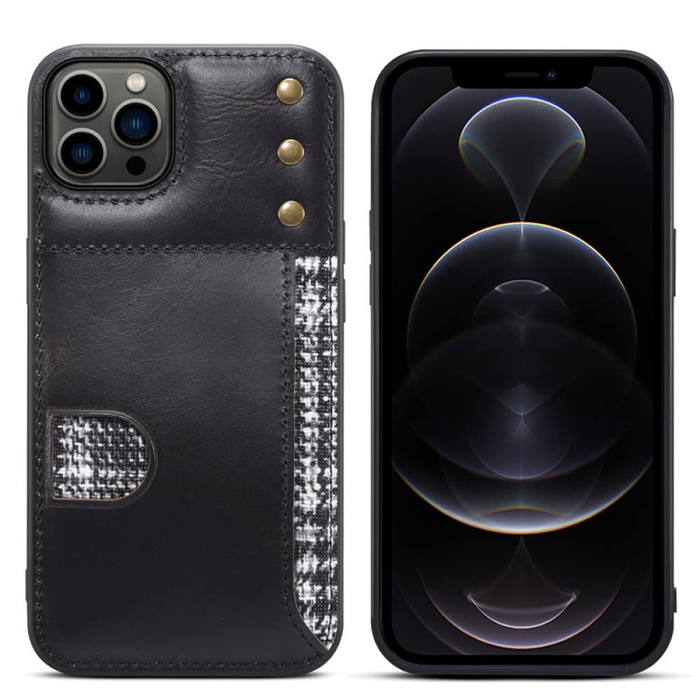 Coque cuir iPhone 13 anti-chute avec porte-carte intégré noir