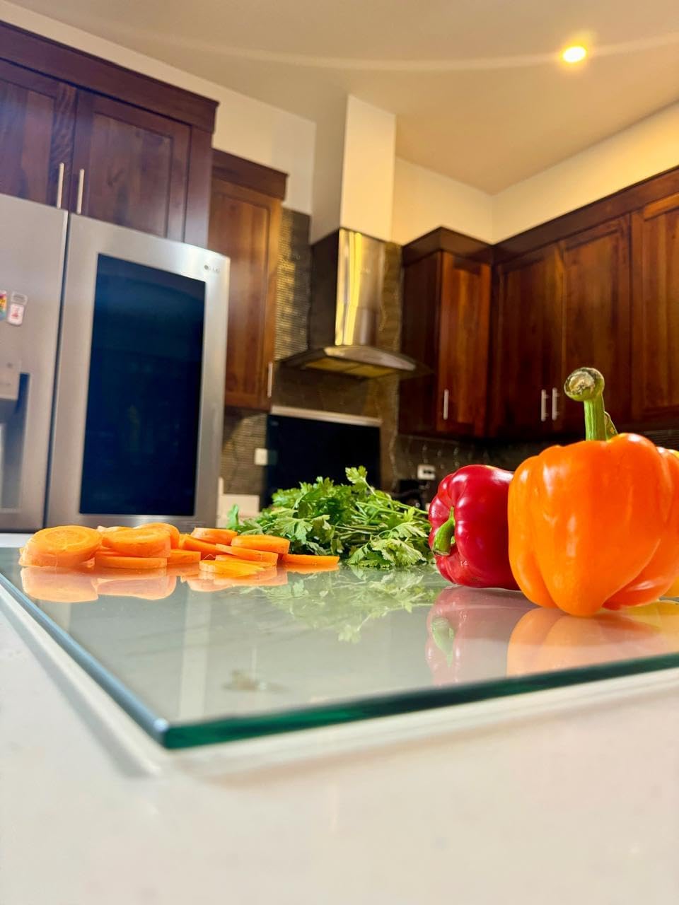 Generic Alupac Tempered Glass Cutting Board for Kitchen (20x16), Long Lasting Clear Glass Cutting Board for Countertop - Scratch, Heat, and Shatter Resistant - Easy to Clean, Large, 664792570013