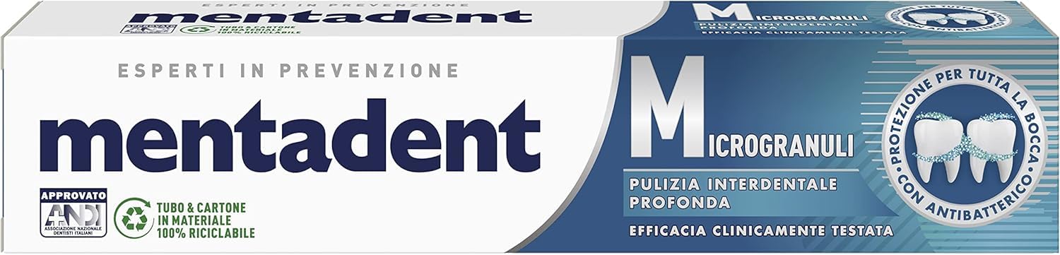 Mentadent Dentifricio Microgranuli Zahnpasta, 75 ml, 36er Pack,+ italy shop free keyring