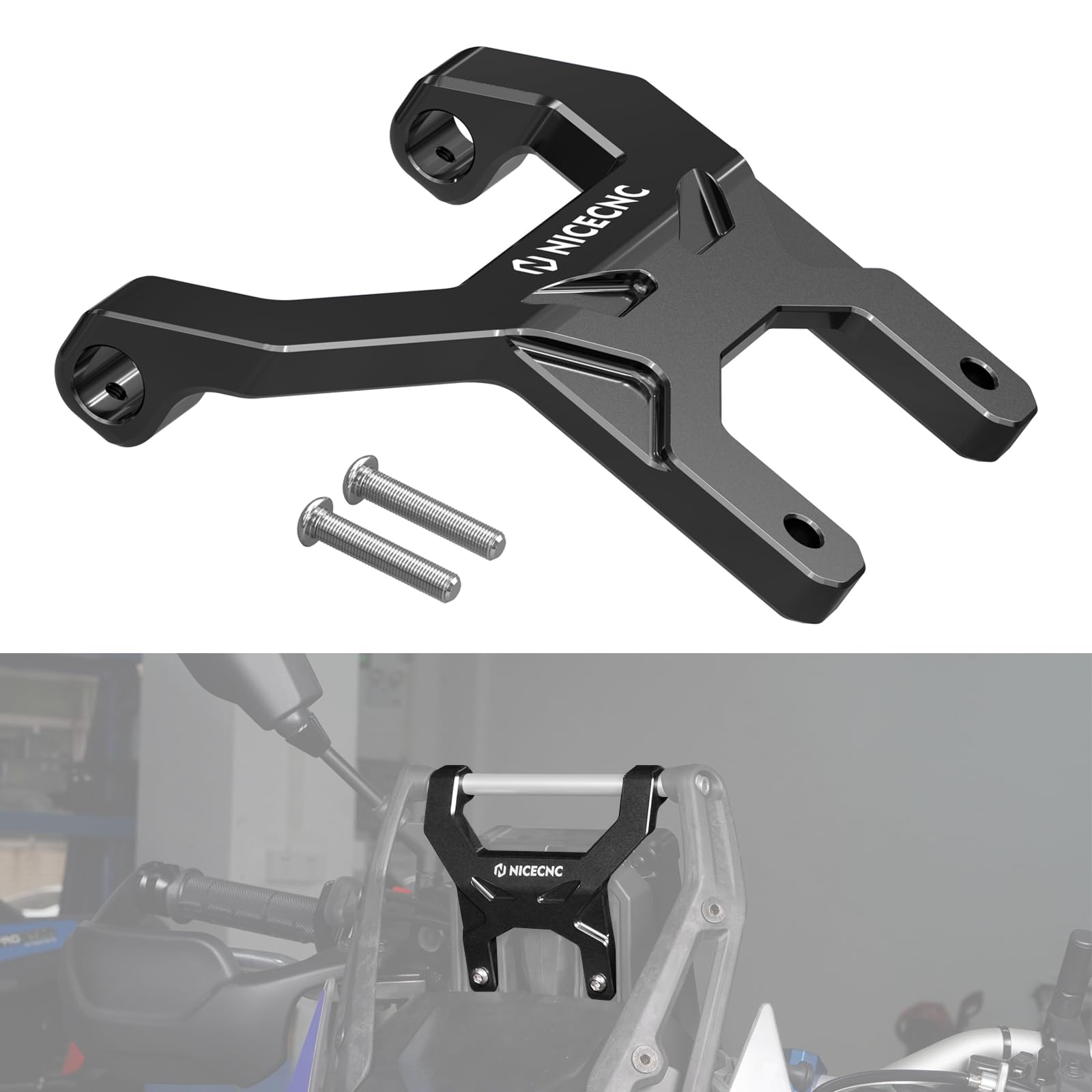 NICECNC Estabilizador de Tablero Negro antivibración Compatible with Yamaha Tenere 700 XTZ700 2019-2024, no es Compatible with Pantalla TFT Digital, aleación de Aluminio