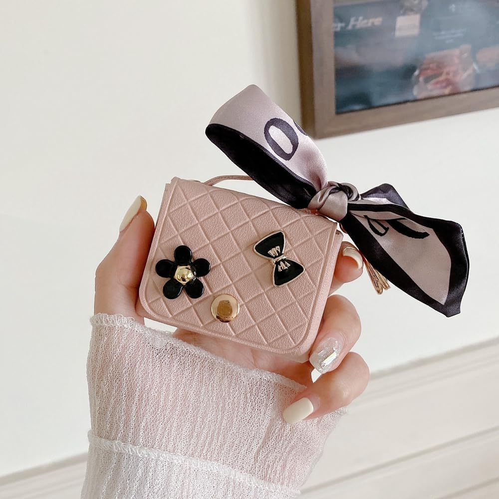 Mini Bag Compatible with Airpods Pro 3 (2025),for Airpods Pro/Pro 2,for AirPods 4th,3rd,2nd,1st Generation Case for Women,Cute Leather Cover with Crossbody Strap (Pink) image 2