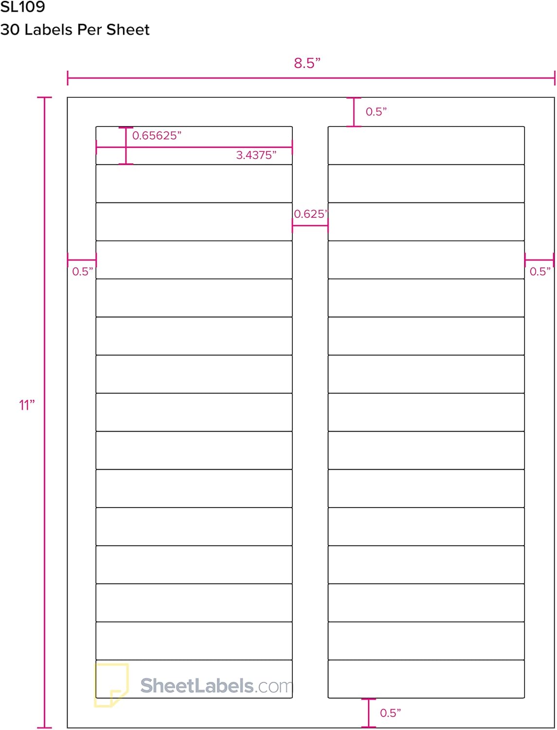 File Folder Labels, Permanent Adhesive 2/3" x 3-7/16", Laser or Inkjet Printable 750 Labels - 25 Sheets