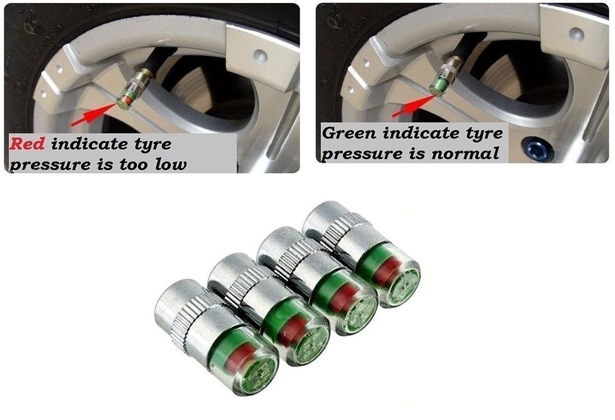 CarBazaar Car Air Alert Iron Tyre Valve cap Car Tire Cap Wheel Pressure