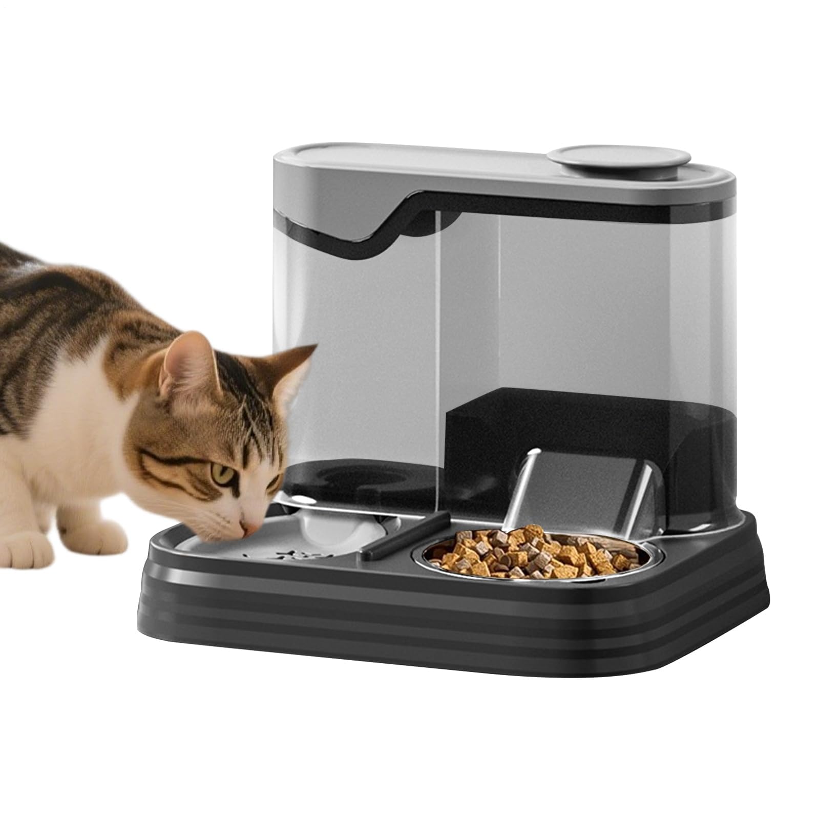 Comedero automático para Gatos， Comedero automático for Gatos y Perros | Bebedero for Mascotas, Ideal for Uso doméstico en Interiores Vacaciones(Black)