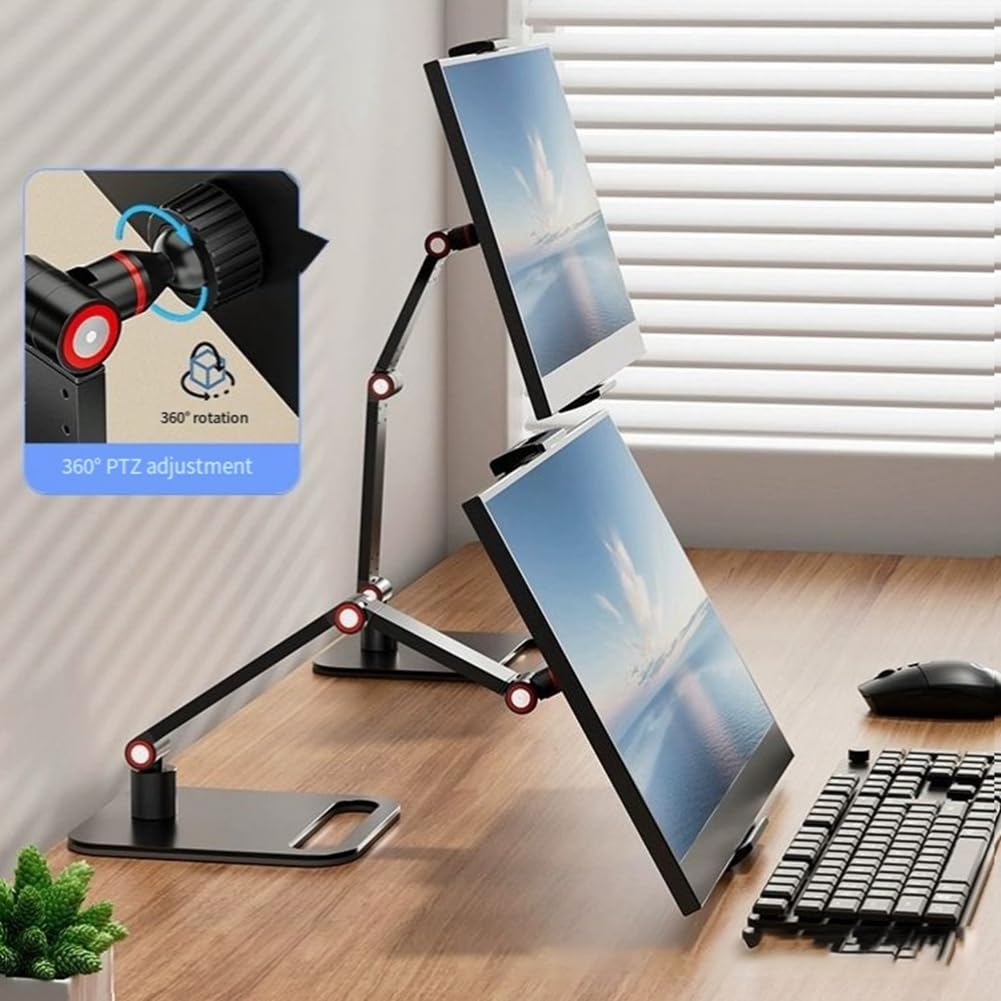 Support de Moniteur Portable Support Réglable Pivotant à 360° Support de Tablette Compatible avec Le Support de Serrage de Bureau pour Tablette