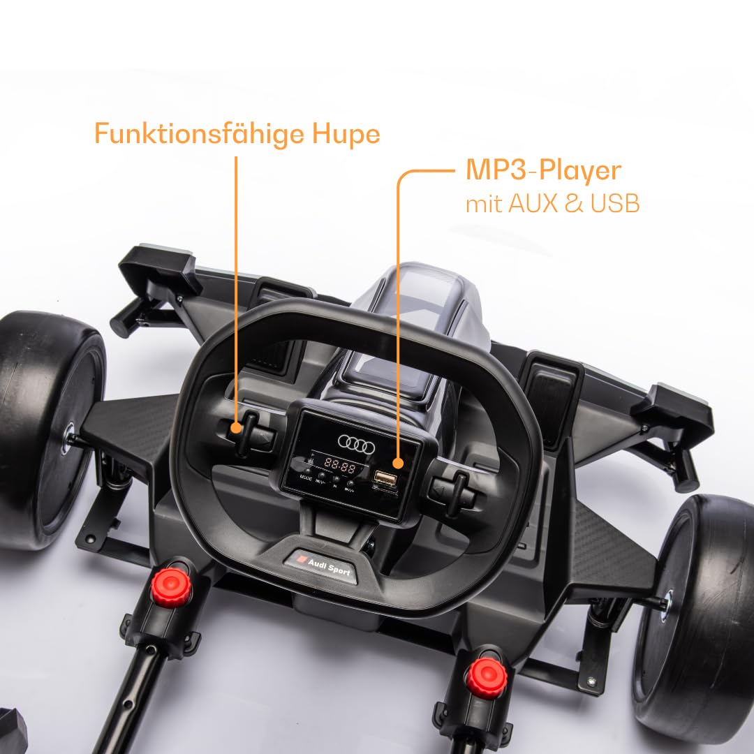 Audi Elektro-Gokart 24V, 6-12 Jahre, MP3, Soft-Start, Geschenkidee, Schwarz